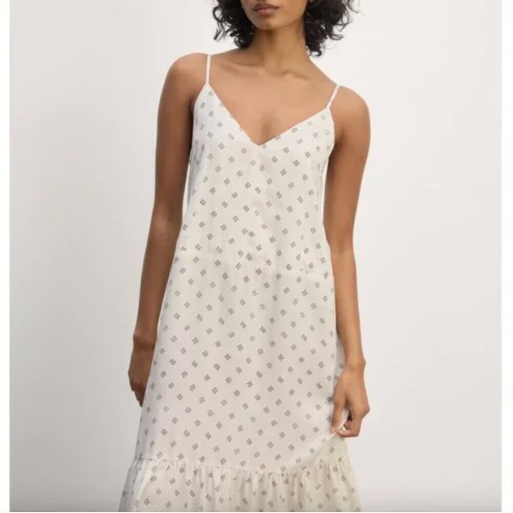 NEW Everlane The Long Weekend Dress in Butterlite Womens 0 Bone Black Dot - Picture 4 of 16